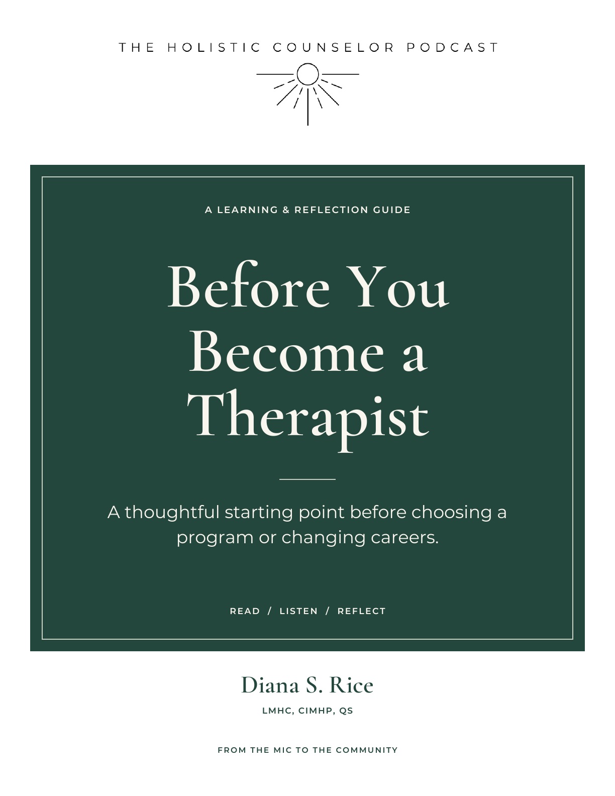 Booklet cover: Before You Become a Therapist