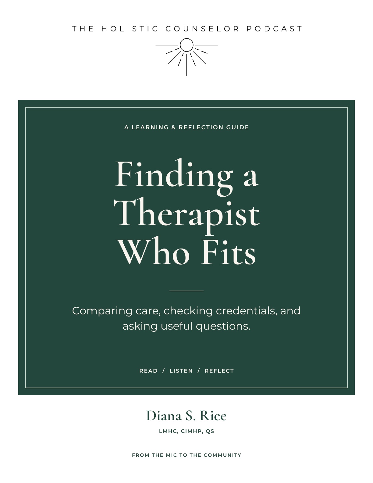 Booklet cover: Finding a Therapist Who Fits