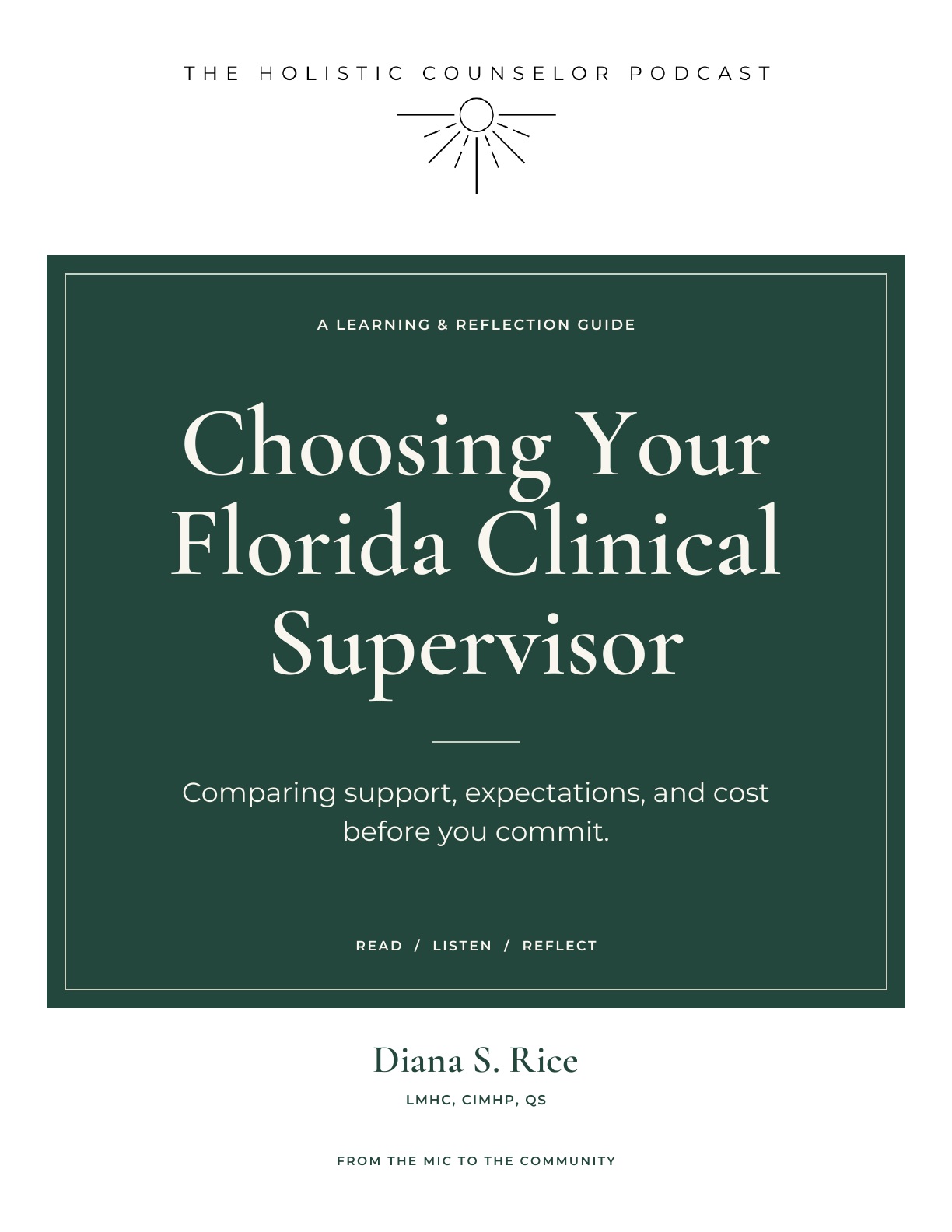 Booklet cover: Choosing Your Florida Clinical Supervisor