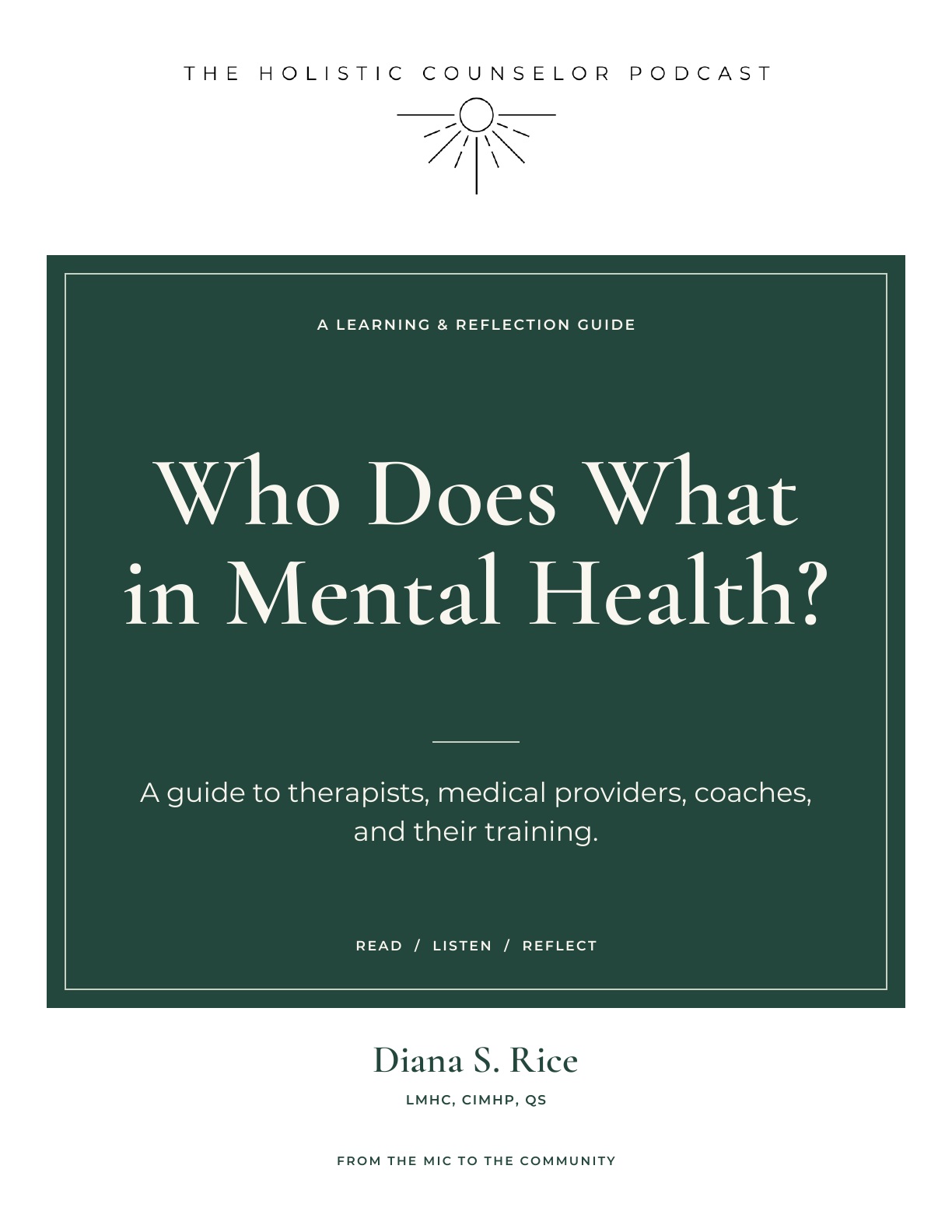 Booklet cover: Who Does What in Mental Health?