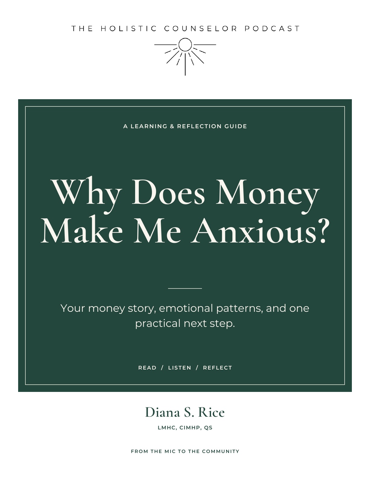 Booklet cover: Why Does Money Make Me Anxious?