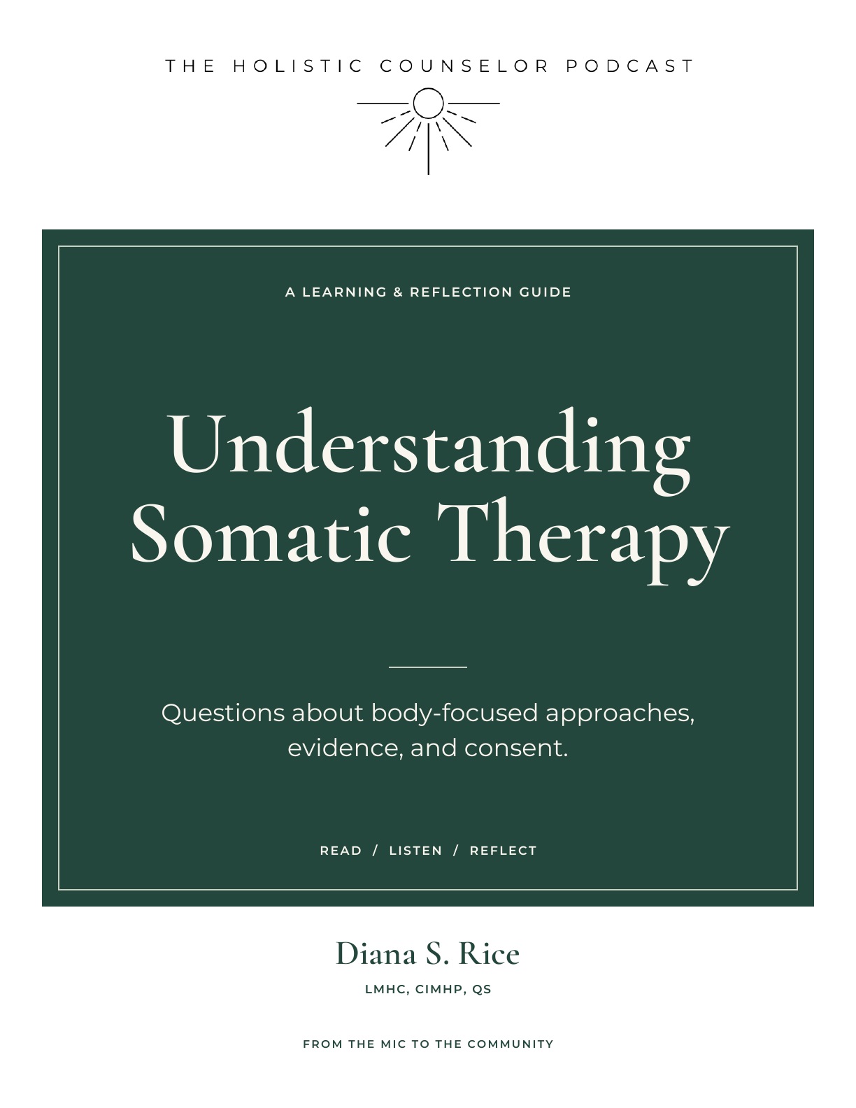 Booklet cover: Understanding Somatic Therapy