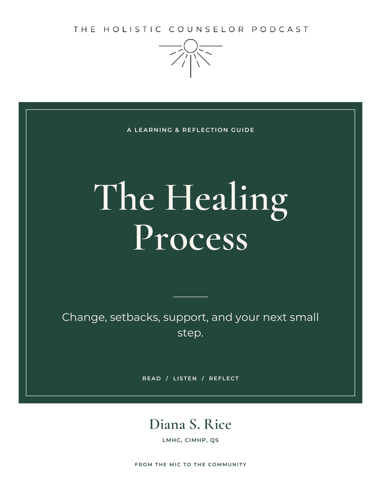 Booklet cover: The Healing Process