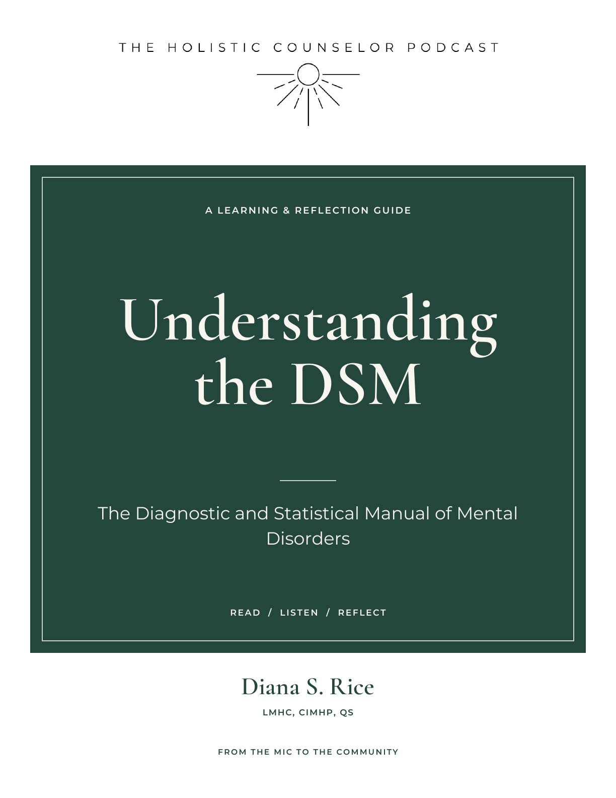 Booklet cover: Understanding the DSM