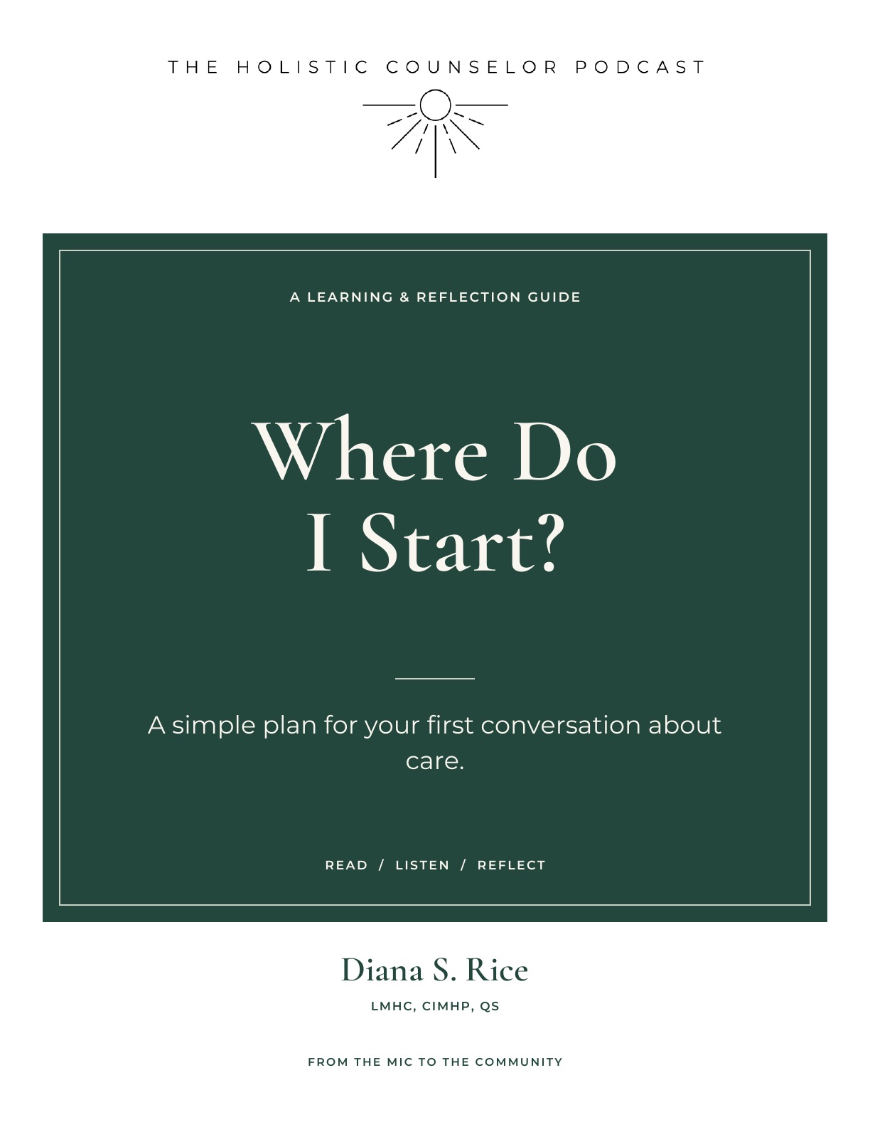 Booklet cover: Where Do I Start?